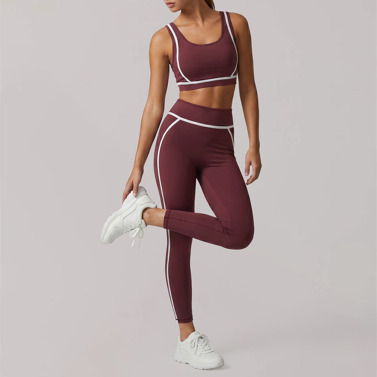 Damen Crop-Top Sport-BH Yoga Set – Running Leggings – Produktbild 3