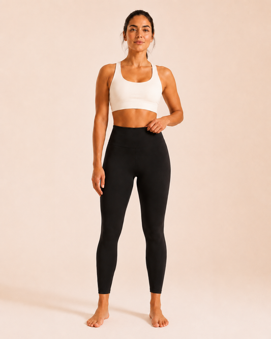 Isela High-Waist Fitness-Leggings Damen in Schwarz – Frontansicht