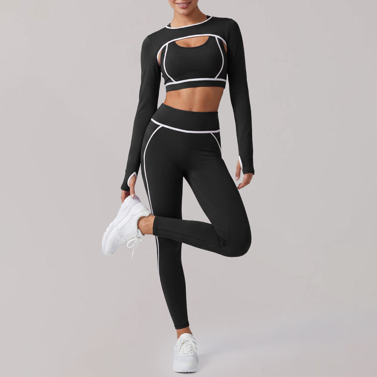 Damen Crop-Top Sport-BH Yoga Set – Running Leggings – Produktbild 1
