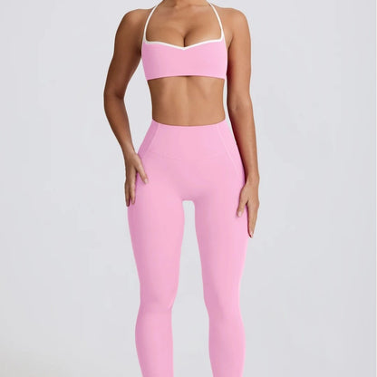 Damen Naked-Feel Yoga Set – Sport-BH & 7/8 High-Waist Leggings – Produktbild 3 – Farbe „Lotus Pink Set“