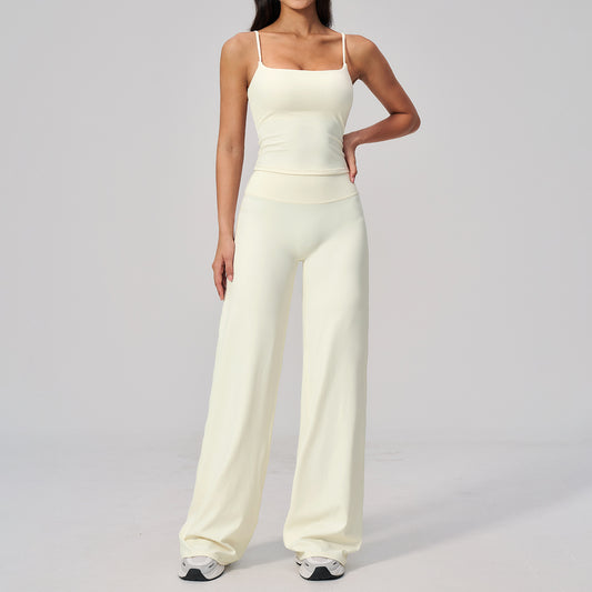 Damen Yoga Set – Quick-Dry Top & Wide-Leg Hose 2-teilig – Produktbild 1 – Farbe „Cream White“