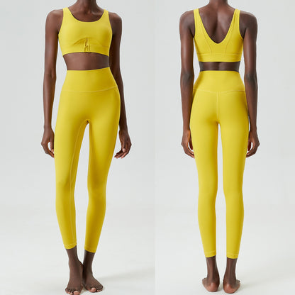 Isela Active Zip Yoga Set Damen – Sport-Jacke mit Front-Zip und Leggings, Ansicht 7 – Farbe „Two-piece set in autumn yellow“