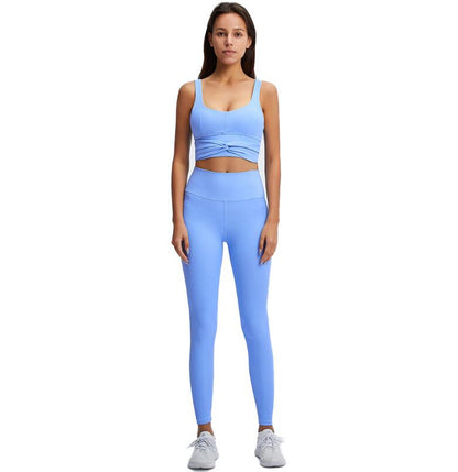 Isela Rib Sport-BH Set Damen – mit Seamless High-Rise Leggings – Farbe „Baby Blue“