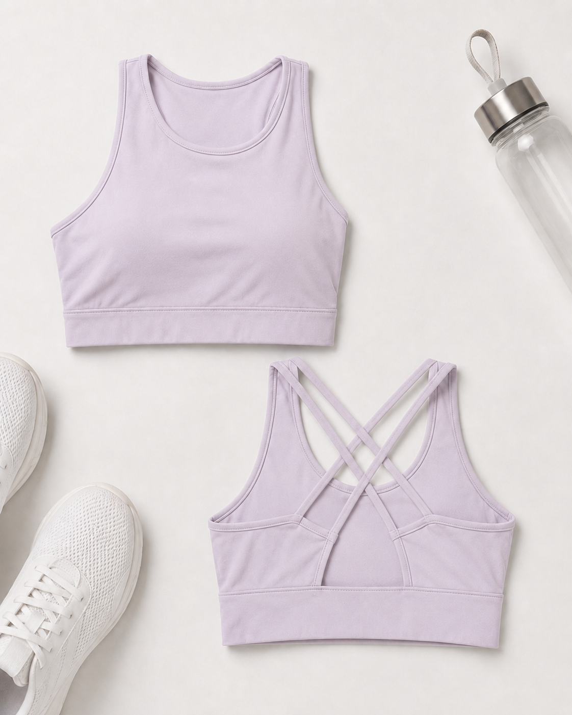 Isela Fitness Crop Top Damen in Lila – Front- und Rückseite