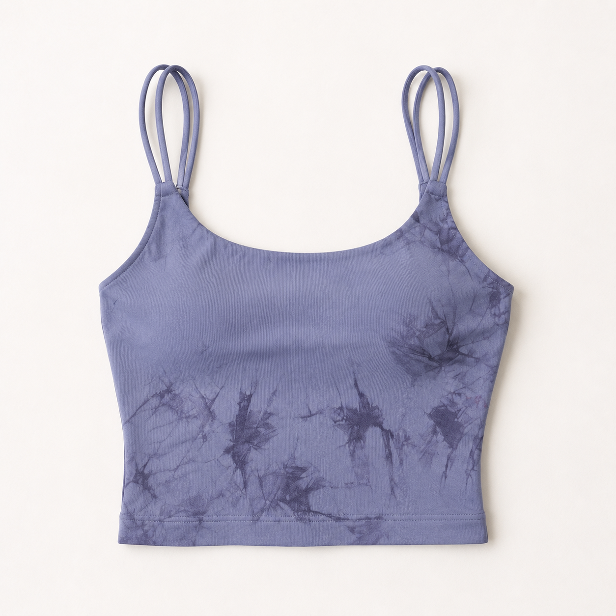 Isela Double-Strap Sport-BH Damen Blau – Flatlay mit vier Trägern