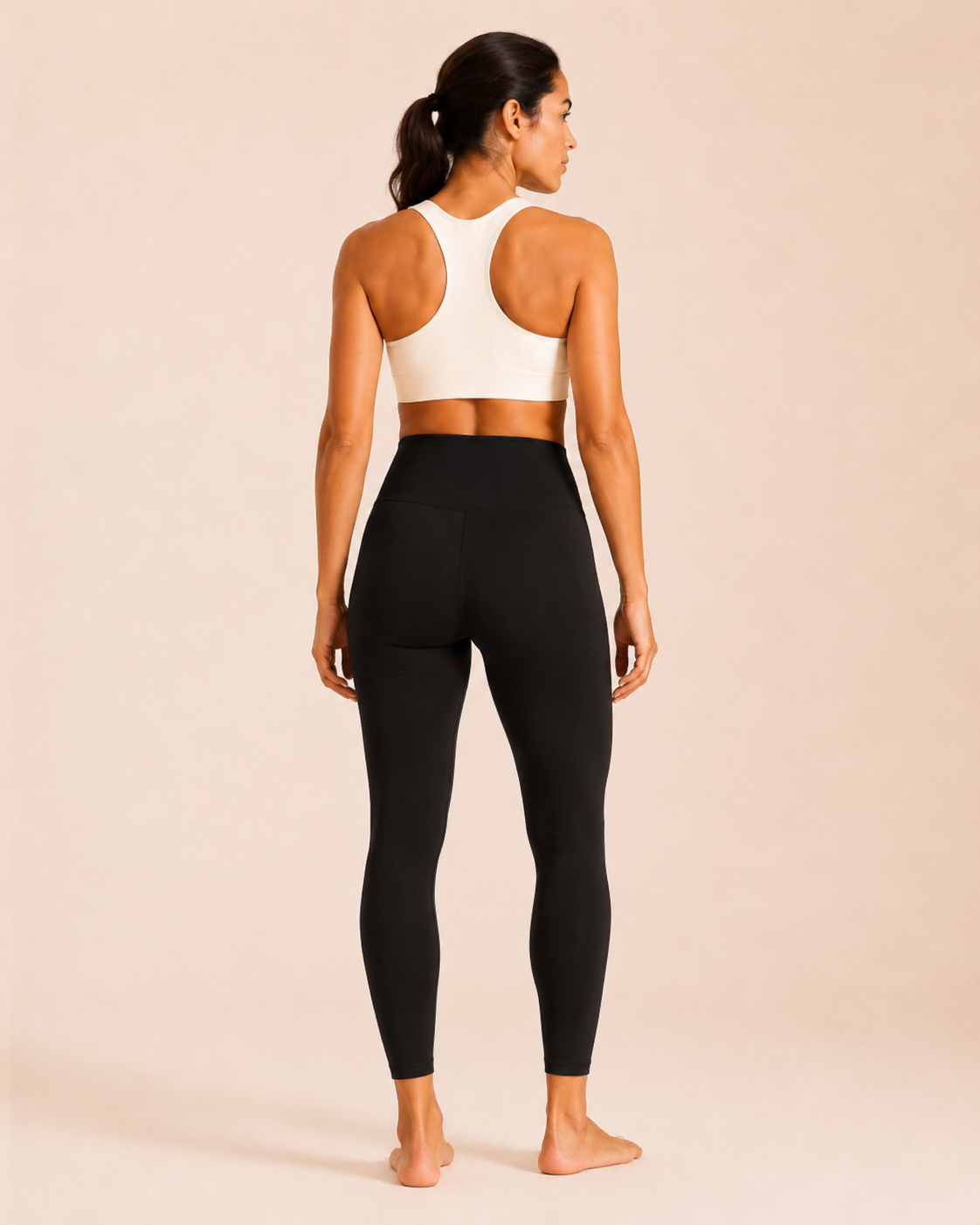 Isela High-Waist Fitness-Leggings Damen in Schwarz – Rückansicht