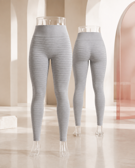 Isela High-Waist Fitness-Leggings Grau – Premium 4:5 Vorder- und Rückansicht